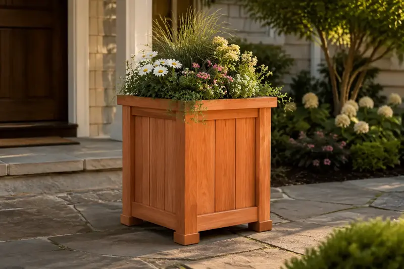 Classic Cottage Tall cedar planter design concept