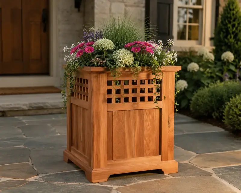 Lattice Cottage Tall cedar planter design concept
