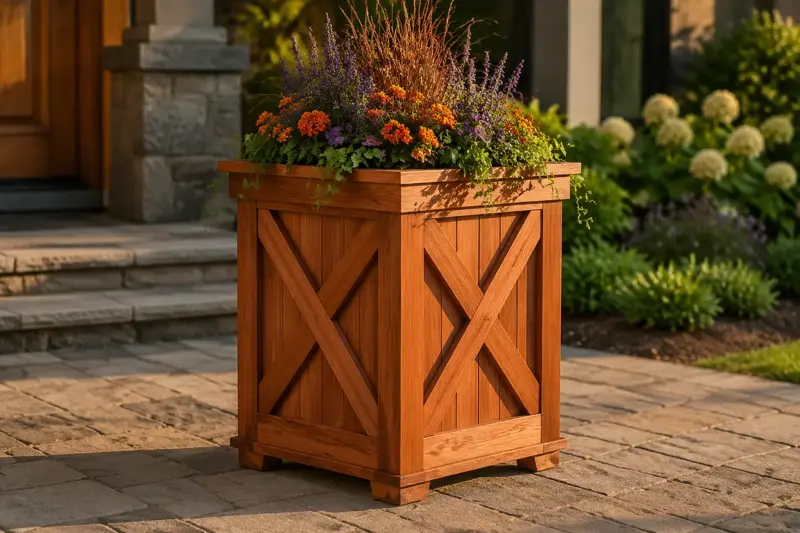 Heritage Crossbuck cedar planter design concept