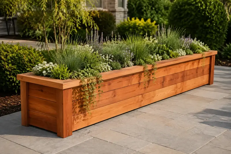 Classic Long Border cedar planter design concept