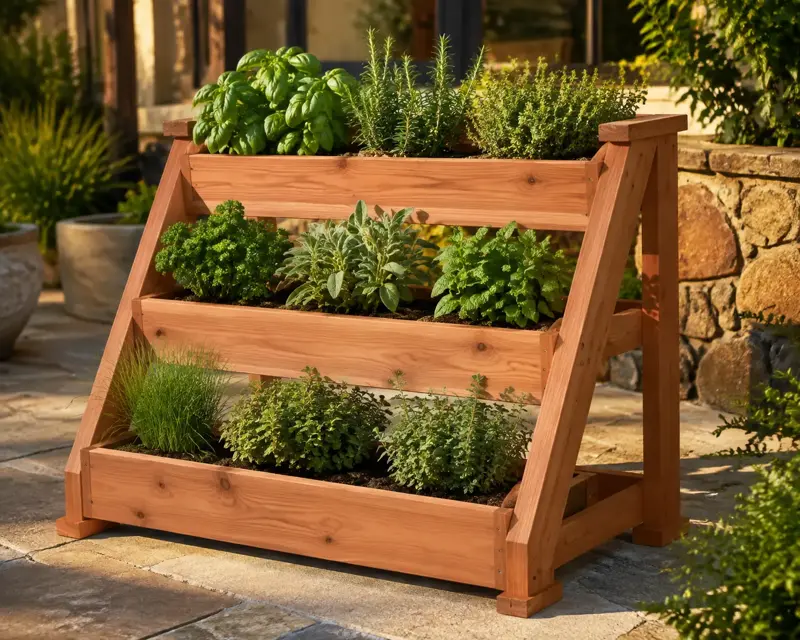 Classic Three-Step cedar planter design concept