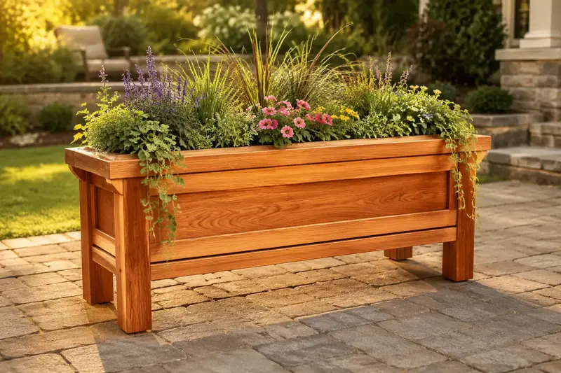 Raised Trough cedar planter design concept