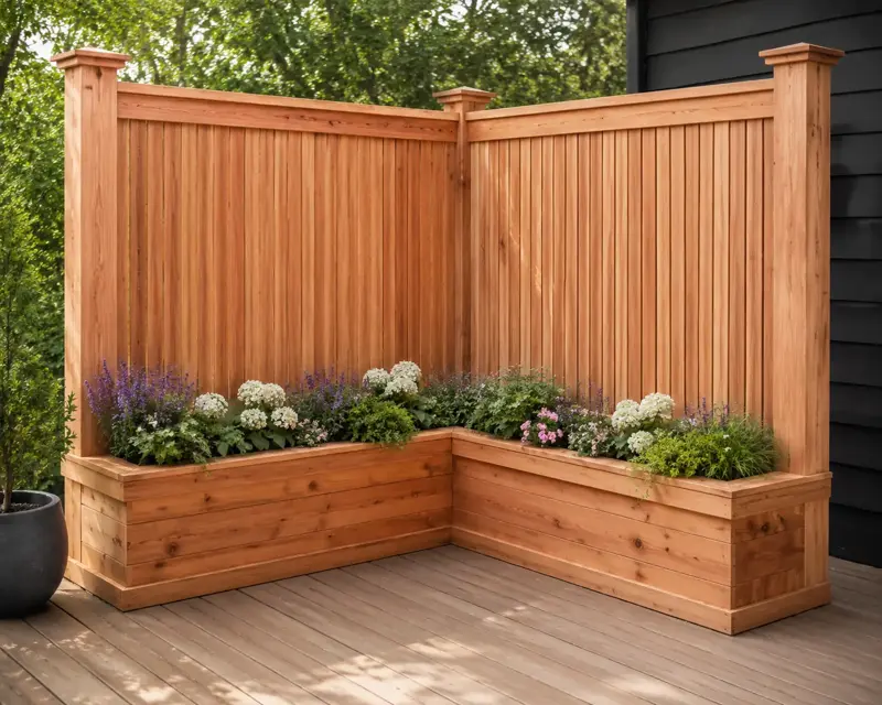 Corner Privacy Planter cedar planter design concept
