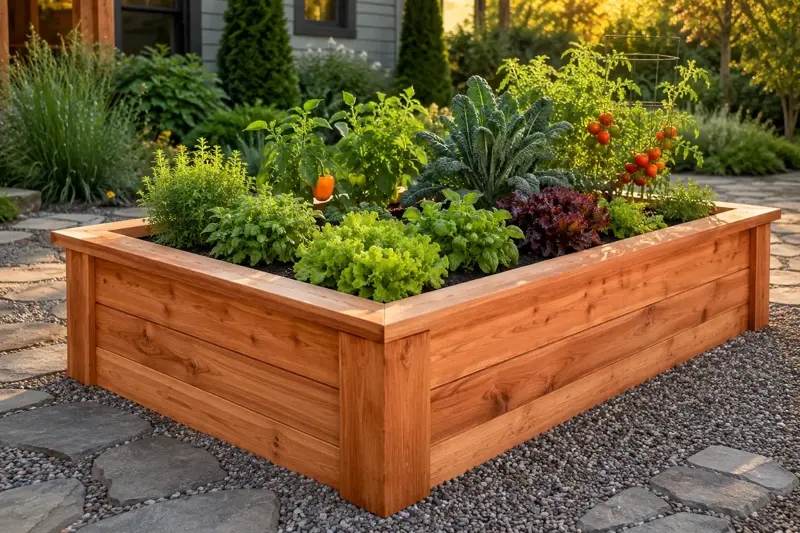Classic Raised Garden Bed cedar planter design concept