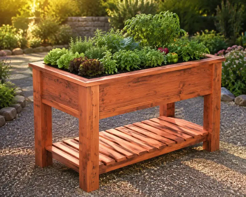 Elevated Garden Bed cedar planter design concept