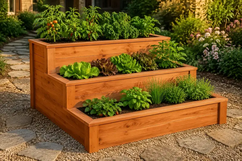 Tiered Garden Bed cedar planter design concept