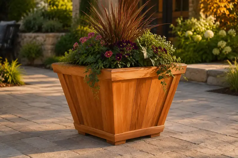 Classic Tapered Square cedar planter design concept