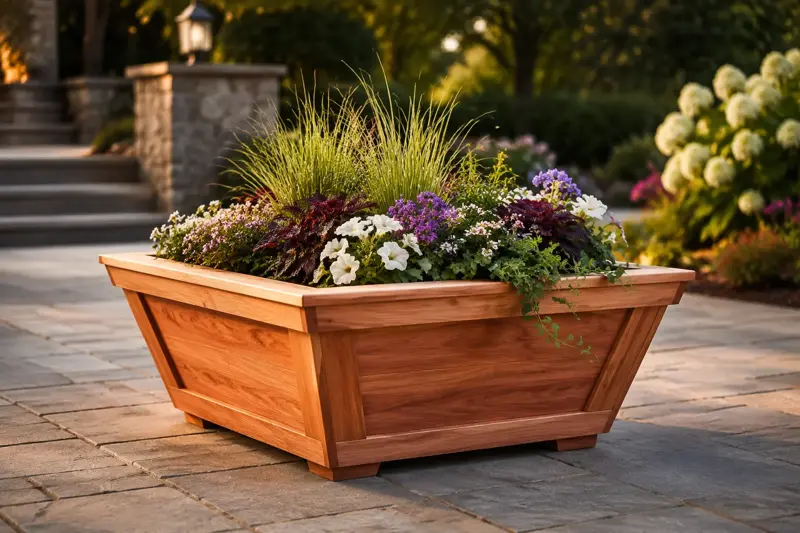 Low Tapered Bowl cedar planter design concept