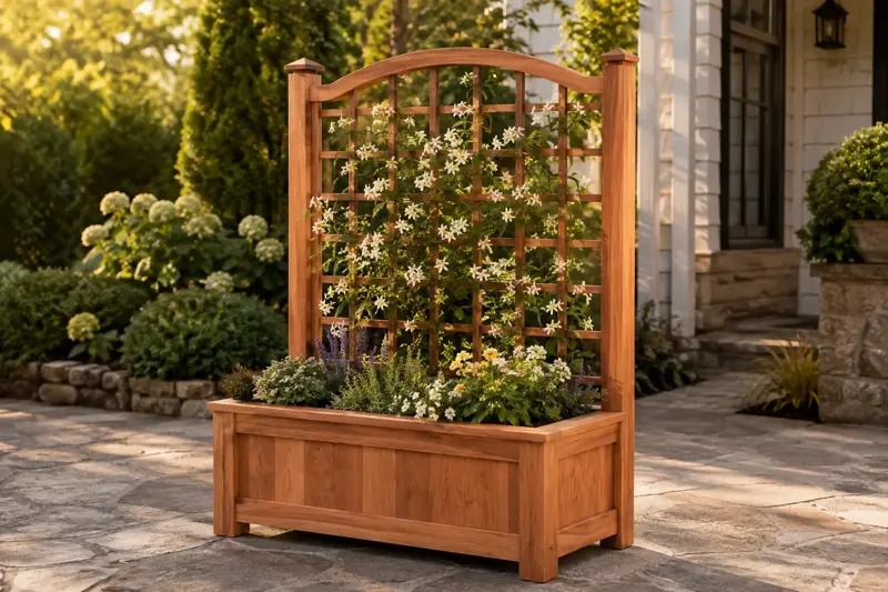 Arched Cottage Trellis cedar planter design concept
