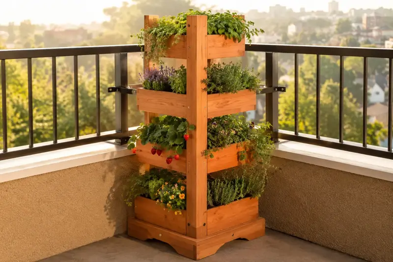 Corner Vertical Planter cedar planter design concept