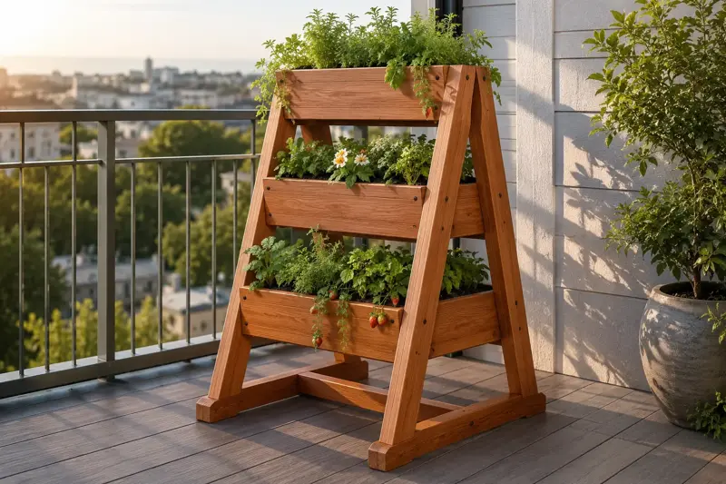 A-Frame Balcony Garden cedar planter design concept