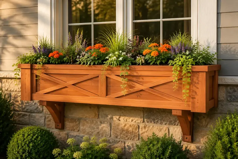 Crossbuck Window Box cedar planter design concept