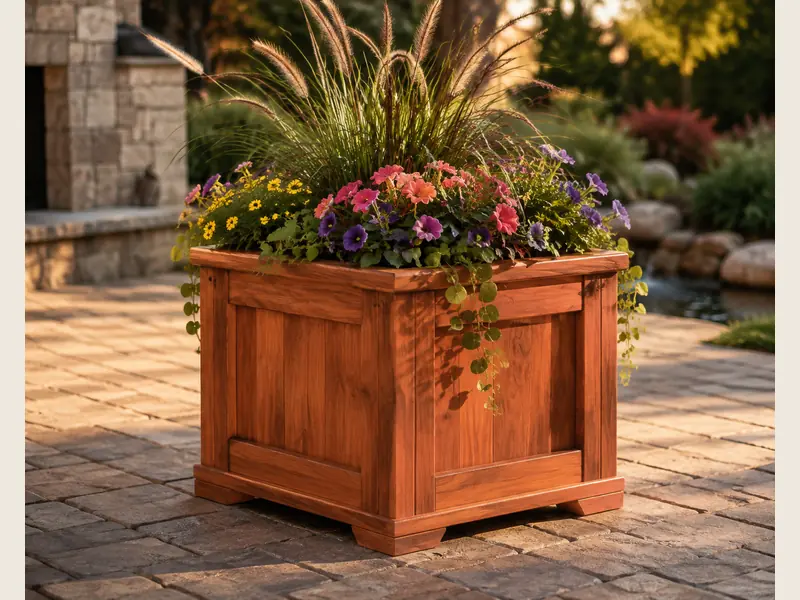 Heritage Square planter design reference used to compare typical cedar tones